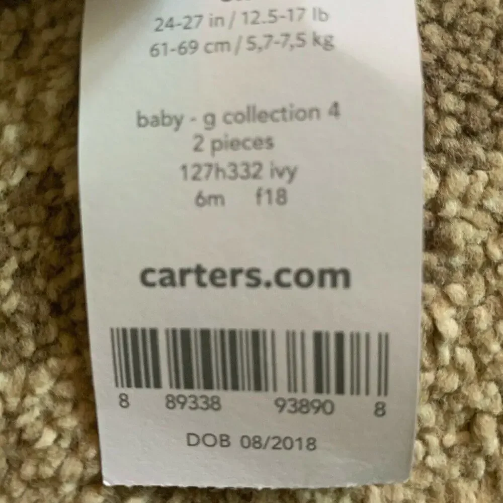 Carter’s 6 Month White Gold faux Fur teddy Hoodie Pullover Sweater New with tags